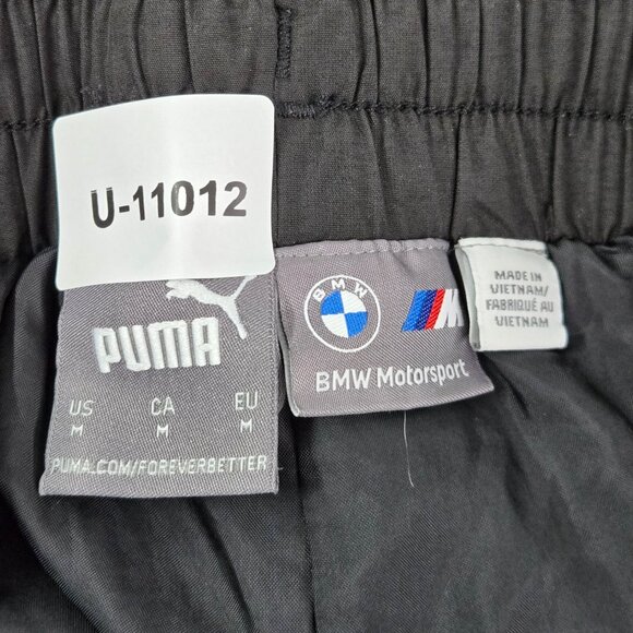 Puma Men Activewear Pants M Black Nylon Colorblock Windbreaker BMW Logo Zipper - Picture 9 of 11